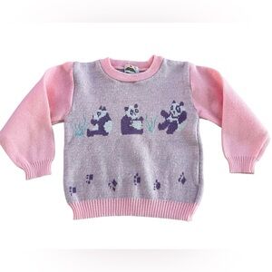 Vintage Candy Mountain Pink and Purple Panda Sweater